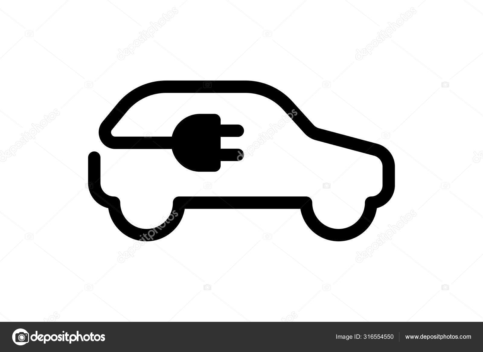 Elektroauto-Ikone. Elektroauto-Kabelstecker zum Aufladen schwarzes