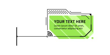 Hud fütürist stil çağırma unvanı. Bilgilendirme çubuğu ve modern dijital bilgi bilim-kurgu çerçeve şablonu. Arayüz Ui ve Gui ders kutusu ögesi. Vektör illüstrasyonu