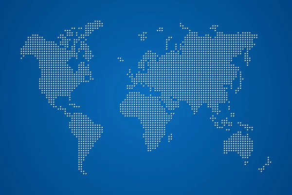 Mapa mundial punteado sobre fondo azul. Ilustración vectorial — Vector de stock