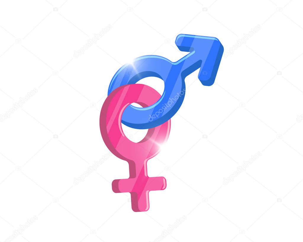 Heterosexual gender symbol combined mars and venus icons. Male and female equality vector concept sign. Isolated pictogram illustration