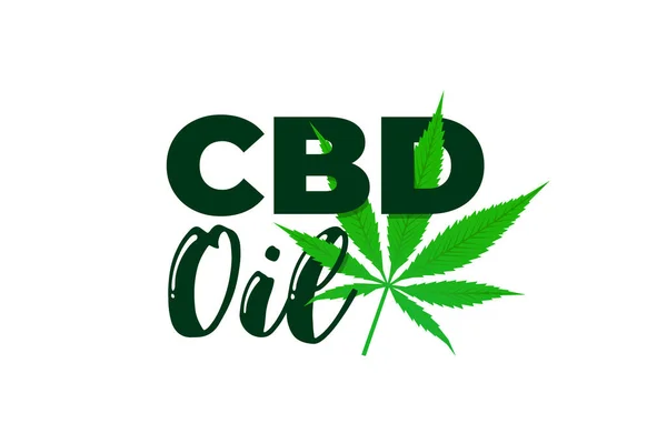 CBD óleo de cânhamo de extrato de cannabis medicinal. Modelo de design de rótulo de produto de ícone de folha de maconha. Ilustração vetorial — Vetor de Stock