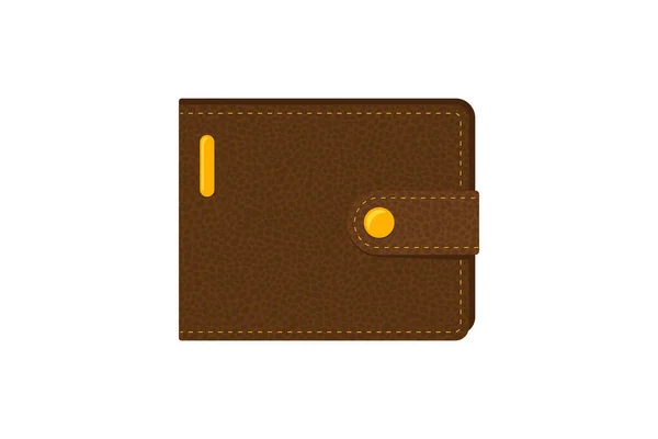Brown realistic leather wallet for money. Vector cash purse illustration — Stock Vector
