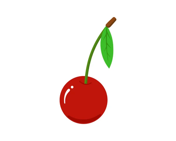 Icono plano de fruta de cereza única. Fresco dulce baya roja natural aislado vector ilustración — Vector de stock