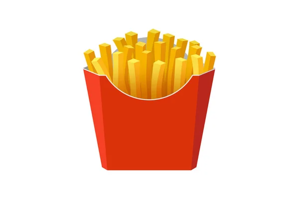 Картофель фри вкусная фаст-стрит еда в коробке из-под красной бумаги. Векторная плоская иллюстрация на белом фоне — стоковый вектор