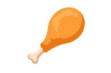 Fried crispy chicken leg. Cartoon fast food drumsticks vector illustration