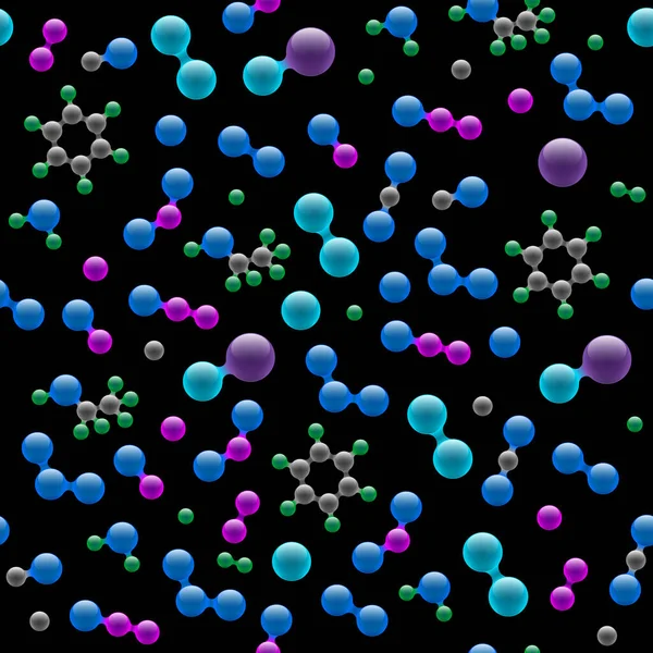 Chemie Atomaire Moleculaire Structuur Naadloos Patroon Abstract Design Concept Voor — Stockvector