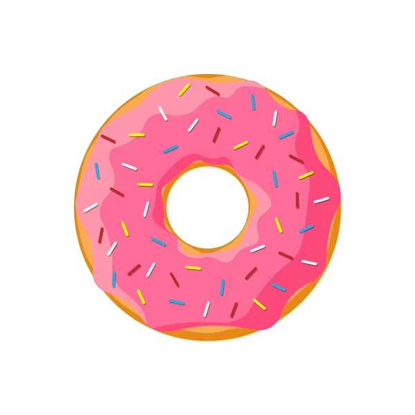 Dibujos Animados Colorido Sabroso Donut Aislado Sobre Fondo Blanco Vista — Vector de stock