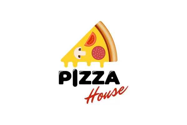 必胜客公司为披萨店或餐馆设计创意符号设计模板 矢量平面彩色徽章 — 图库矢量图片