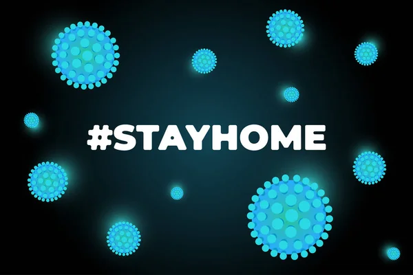 Залишайтеся вдома на самоті, щоб запобігти поширенню гасла коронавірусу. Хештег - тимчасова кампанія по захисту від епідемії. Вірус Корони і хеш-тег цитують зображення вектора карантину — стоковий вектор