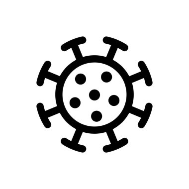 Coronavirus bakteri hücre doğrusal simgesi. 2019-nCoV romanı Corona virüsü salgını işareti. Solunum yolu enfeksiyonu risk hastalığı ve covid-19 grip salgını amblemi. Siyah vektör izole edilmiş görüntü