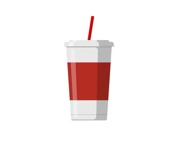 可任意处置的纸杯或塑料杯包装模板 配吸管 用于苏打水或新鲜果汁鸡尾酒 矢量模拟平面孤立的脑图解 — 图库矢量图片