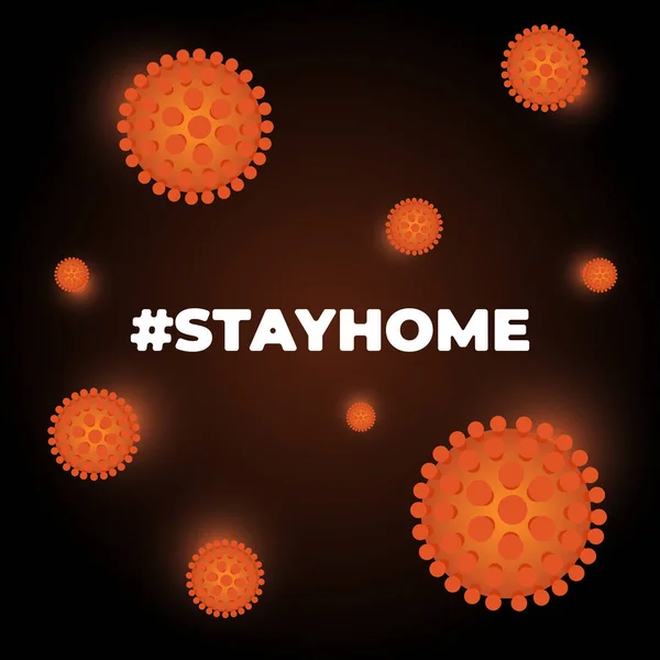 Хашиг Залишається Соціальним Прапором Кампанії Захисту Епідемії Інфекції Вдома Залишайтеся — стоковий вектор