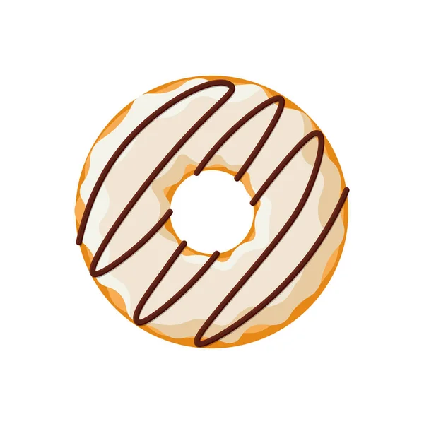 Desenhos Animados Colorido Saboroso Donut Isolado Fundo Branco Vista Superior —  Vetores de Stock