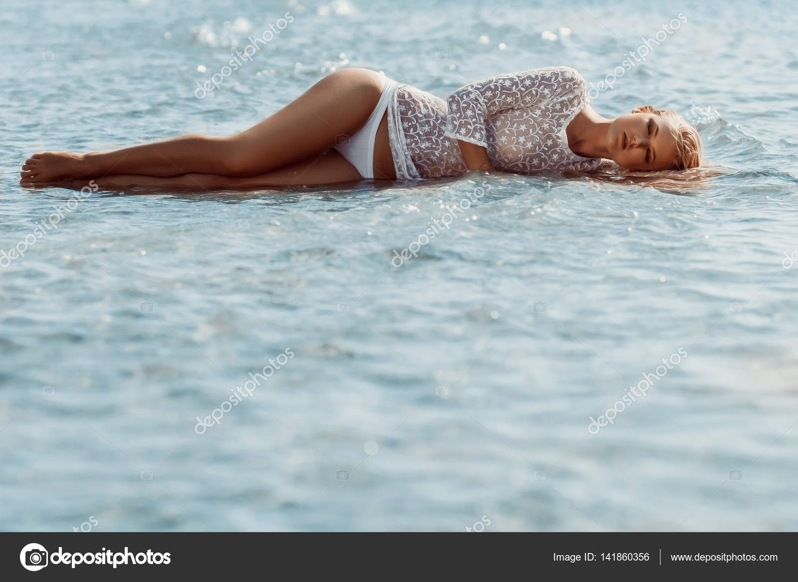 wet transparent bikini