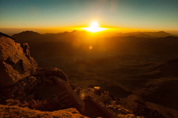 Beautiful sunrise in Sinai Mountains.