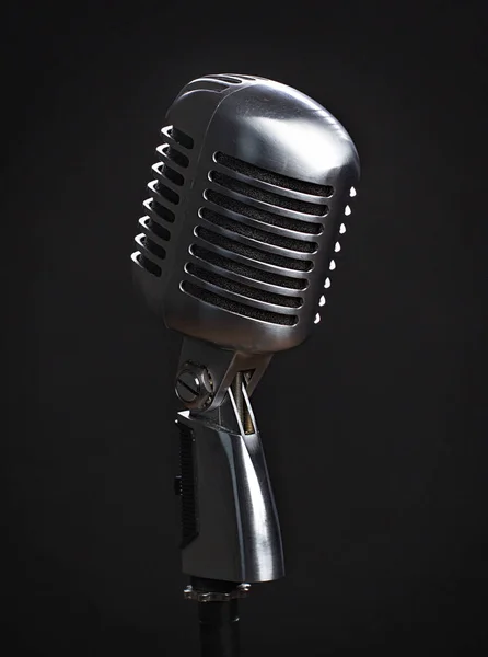 Vintage microphone on black background — Stock Photo, Image