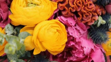Güzel parlak çiçekler buket. Boho tarzı, düğün