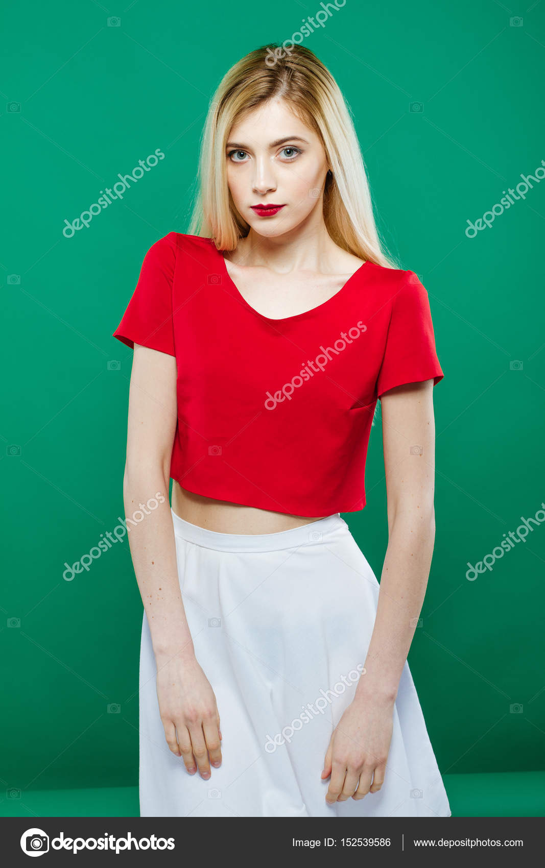 white skirt with red top