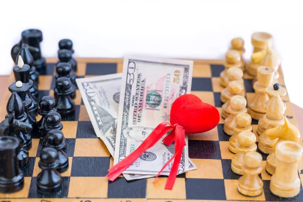 Love, money, power triangle with chess opponents