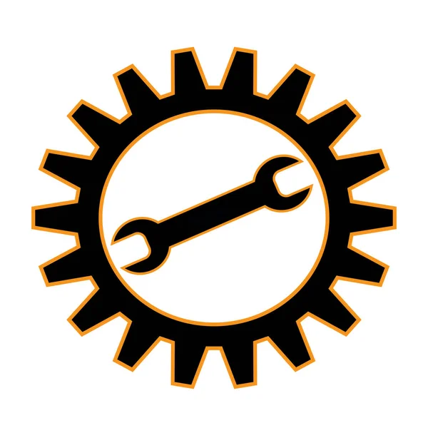 Llave vectorial e icono de engranaje para la ingeniería de mantenimiento en el respaldo — Archivo Imágenes Vectoriales