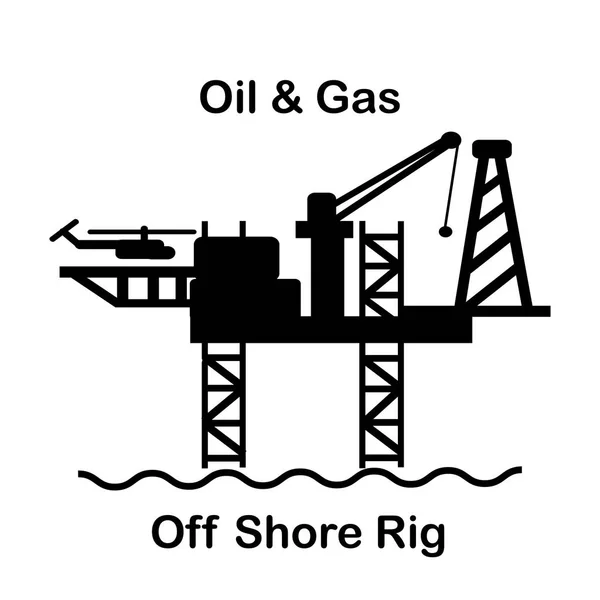 Vetor offshore de petróleo & gás ícone de perfuração de plataforma no fundo — Vetor de Stock
