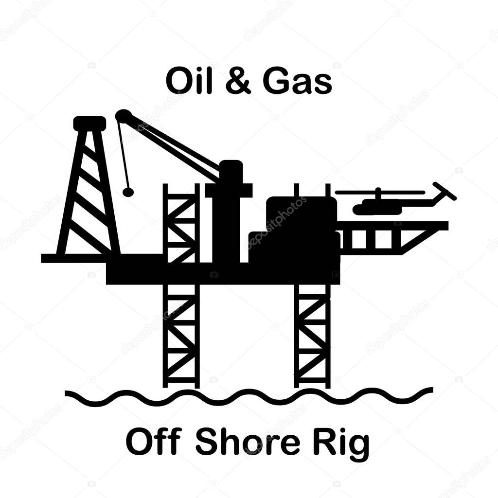 Vector offshore oil&gas drilling rig icon on background 