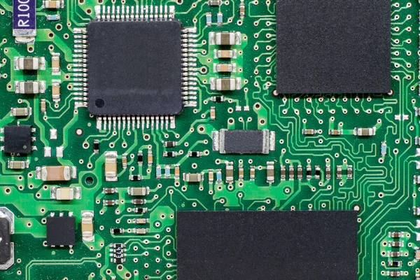Smd printed electronic circuit board with microcontroller Stock Photo