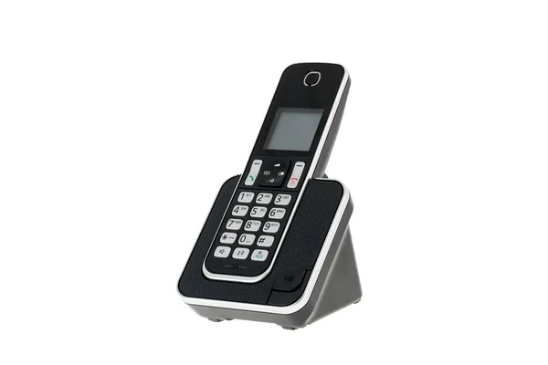 Teléfono inalámbrico moderno del dect del teléfono fijo con la estación de carga aislada en blanco — Foto de Stock