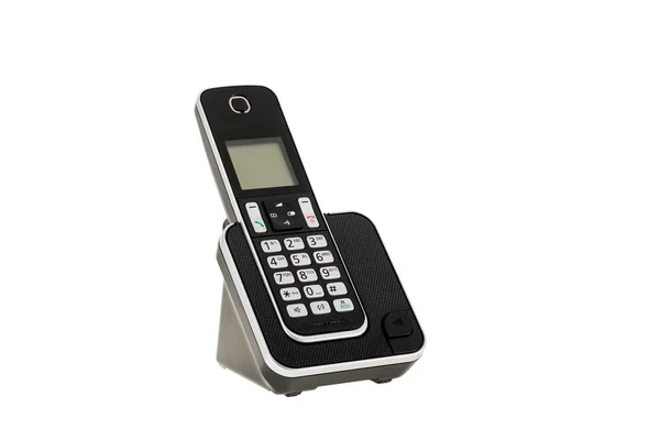 Moderna sladdlösa fast dect telefon med laddningsstation isolerad på vit med urklippsbana — Stockfoto