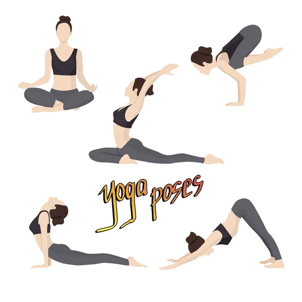 Set de posturi yoga — Vector de stoc