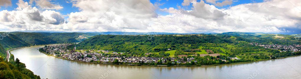 Panorama of the urban landscape on the Rhine river