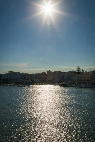 Blick Auf Die Stadt Trani Einem Sonnigen Tag Vom Meer — Stockfoto