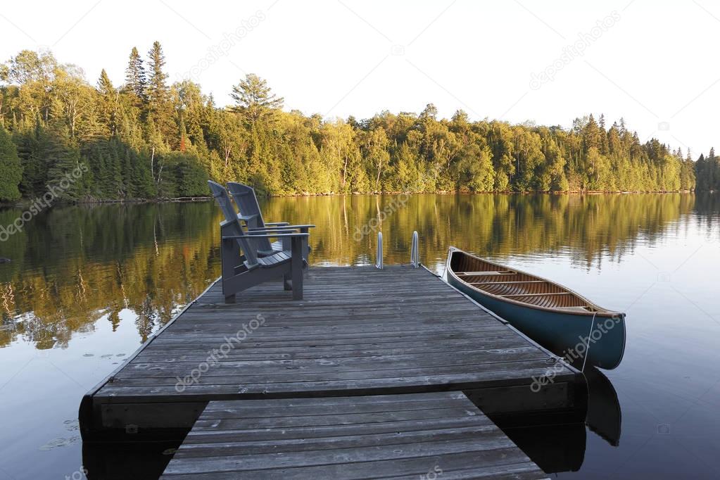 Canoe Tied to a Dock