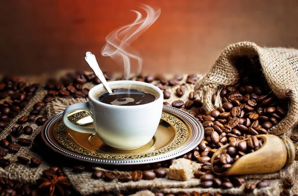 Black coffee on the old background Royalty Free Stock Photos
