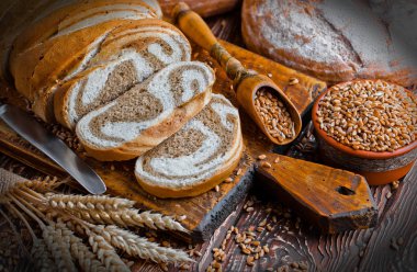 Eski arka plan buğday ekmek