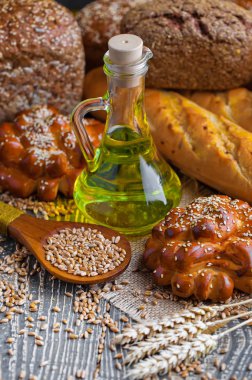 Eski arka plan buğday ekmek