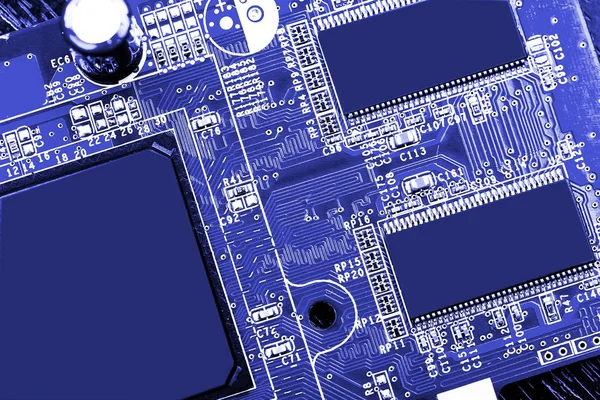 Primer plano de la placa base del ordenador — Foto de Stock