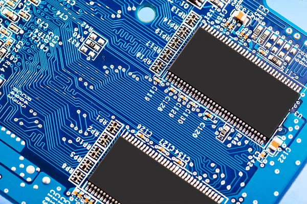 Primer plano de la placa base del ordenador — Foto de Stock