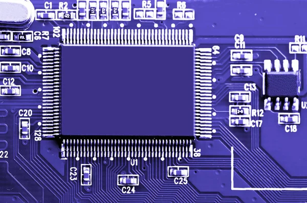 Primer plano de la placa base del ordenador — Foto de Stock