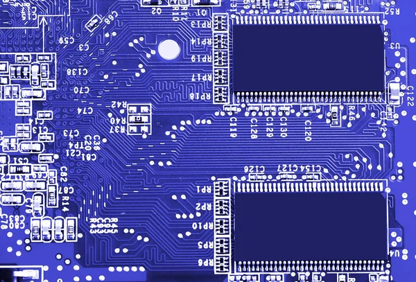 Primer plano de la placa base del ordenador — Foto de Stock