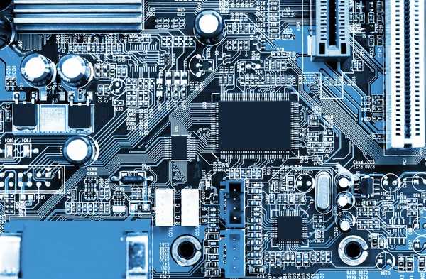 Primer plano de la placa base del ordenador — Foto de Stock