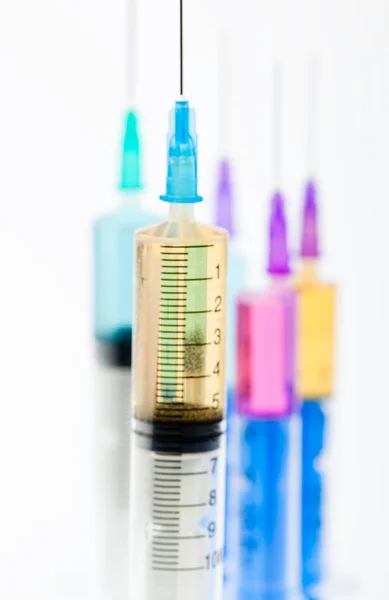 Medical Syringes Injection White Background — Stock Photo, Image