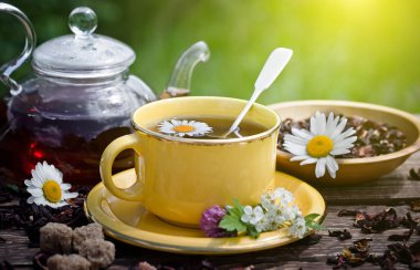 Eski arka plan üzerinde çay