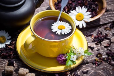 Eski arka plan üzerinde çay