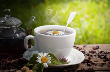 Eski arka plan üzerinde çay