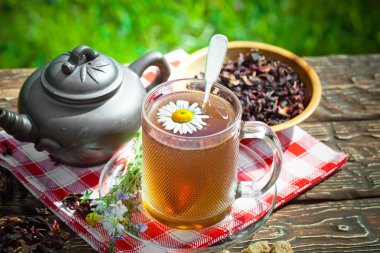 Eski arka plan üzerinde çay