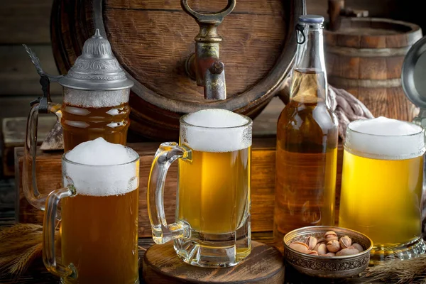 Light Beer Glass Old Background — Stock Photo, Image