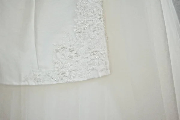 Details Wedding Dress Lace White Wedding Dress Close — Stock Photo, Image