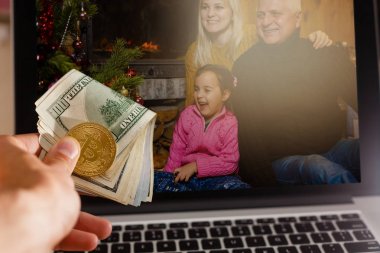 Bitcoin yakın kadar Noel klavye arka plan üzerinde o gösterilir