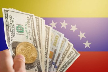 Bitcoin Ukrayna bayrağı bitc üzerinde gösterilir arka planı kapat